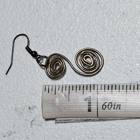 Handcrafted Elegant Spiral Wire Drop Earrings Gold Tone Statement Jewelry Women - Picture 3 of 3